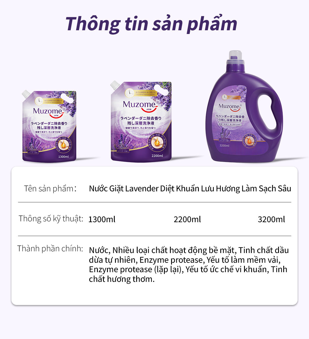Muzome Lavender Laundry Detergent